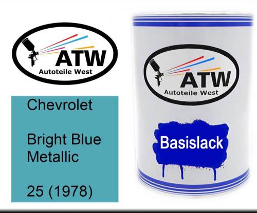 Chevrolet, Bright Blue Metallic, 25 (1978): 500ml Lackdose, von ATW Autoteile West.